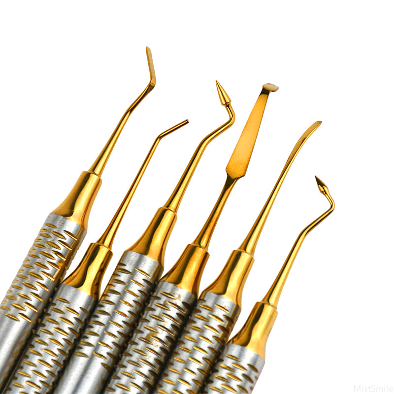 6PCS Dental Composite Resin Filling Set Spatula Thick Handle Titanium Plated Head Tool Filler Dentistry Instrument Materials