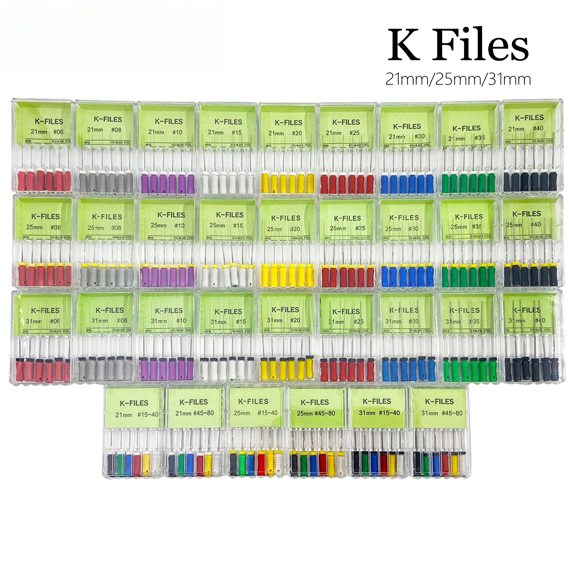 Dental Tools Root Cannal Endo K File 21mm 25mm 31mm Stainless Steel Endodontic Instruments Dentist Dentistry Odontologia