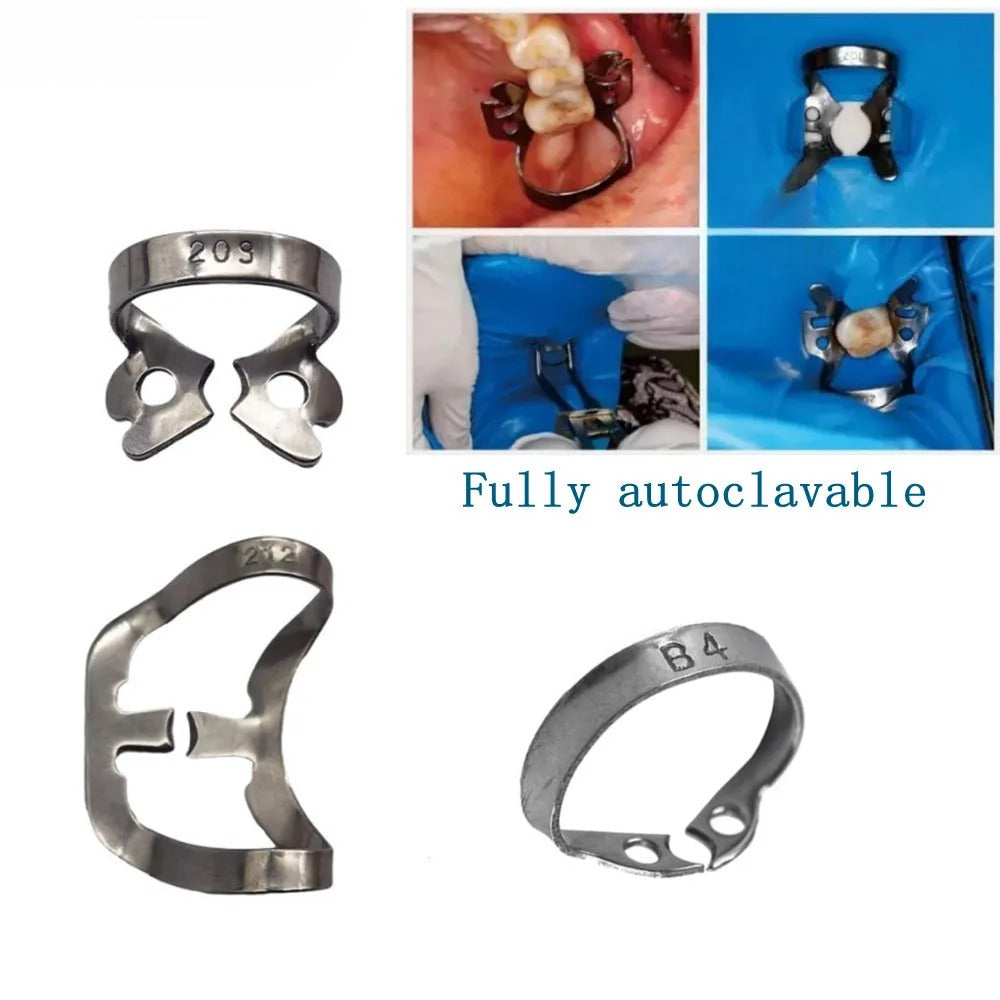 1Pc Dental Rubber Dam Clamps Endodontic Restorative Barrier Clips Stainless Steel Frame Holder for Molar Teeth Dentist Material