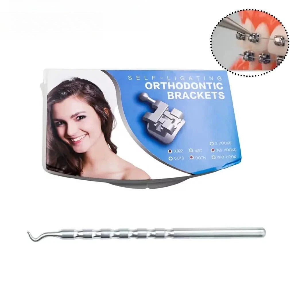 20Pcs/Box Dental Orthodontic Bracket Braces Passive Self-Ligating Metal Roth MBT 0.022" 3 /3 4 5Hooks with Tool Dentist Material