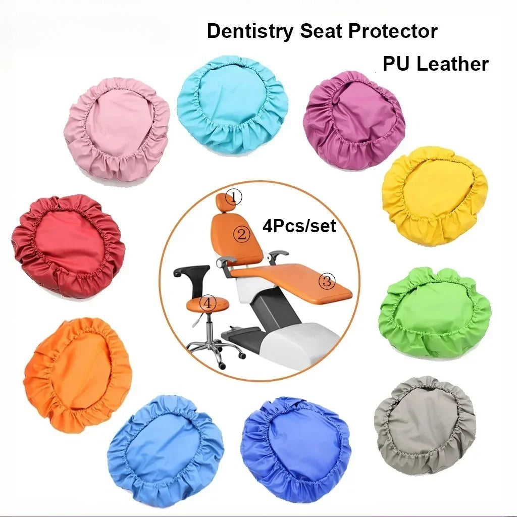 4Pcs/Set  Dental PU Leather Unit Dental Chair Seat Cover Chair Cover Elastic Waterproof Thicken Protective Case Protector