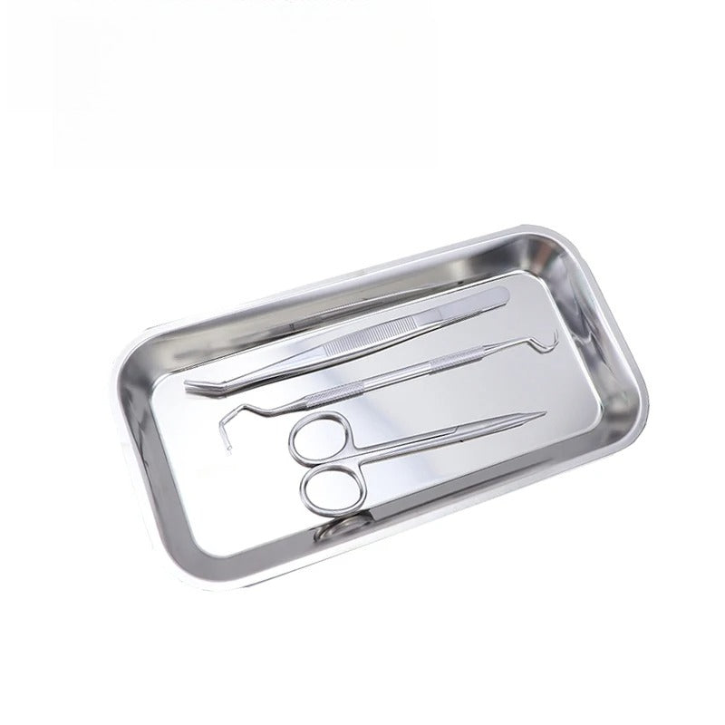 1/2pcs Dental Stainless Steel Tray Cosmetic Storage Tray Plate Medical Tool Nail Tattoo Dental Medical Device Supplies Tray Dish