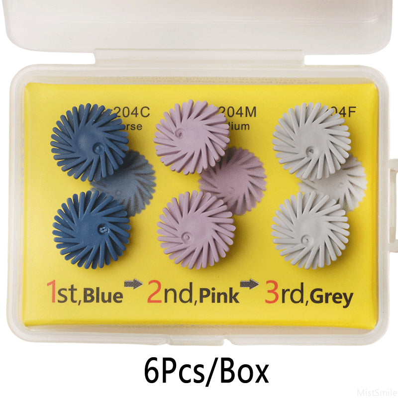 6Pcs/Set Dental Rubber Polisher Composite Resin Polishing Discs Diamond System Burs RA Dentistry Polish Wheel Spiral Flex Tools