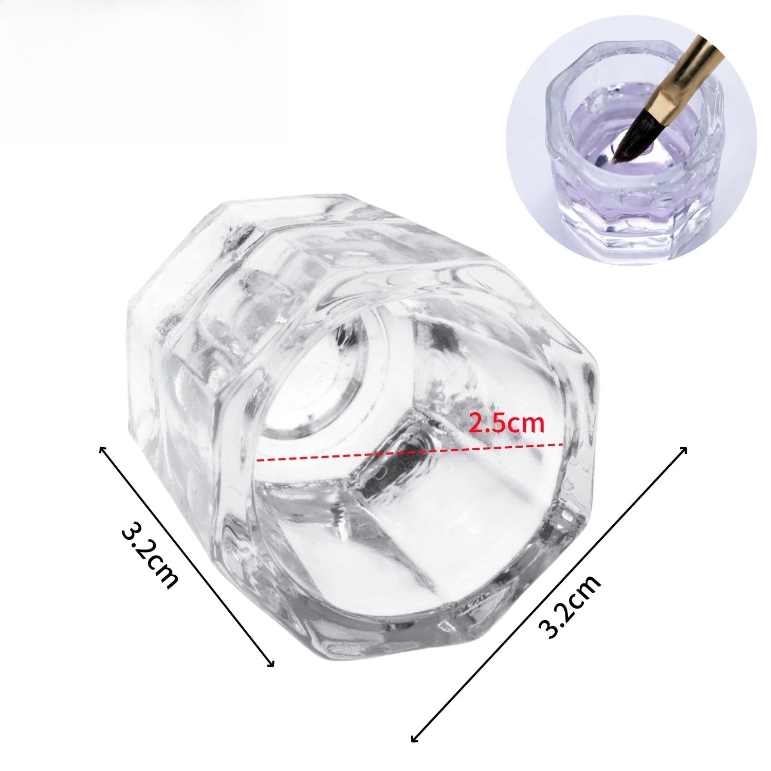 4Pcs/Pack Crystal Glass Dappen Dish Dental Mixing Bowls Liquid Nail Art Cup Octagonal Glassware Dentist Lab Tools