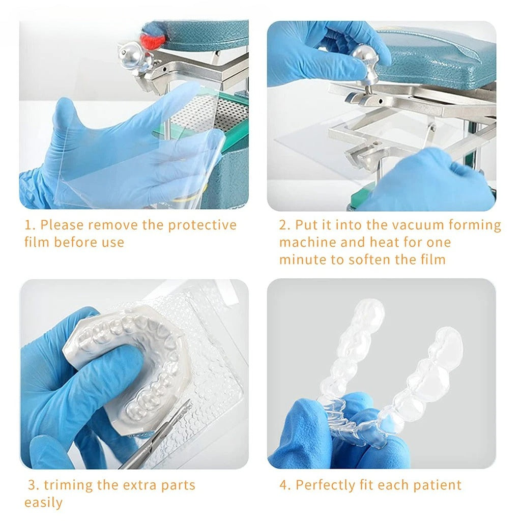 Dental Vacuum Forming Sheets Lab Splint Thermoforming Materials Hard Soft Orthodontic Retainer Slice Square 0.6/0.8/1.0/1.5mm