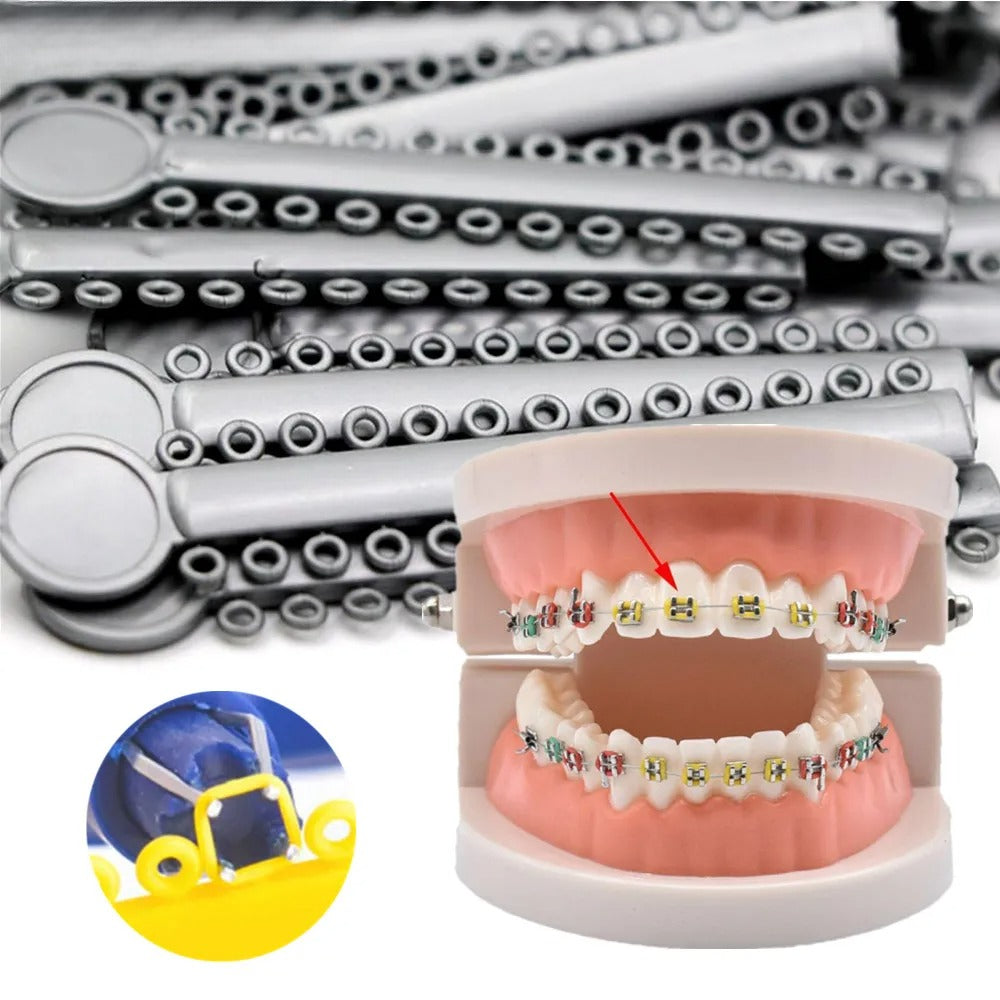 40Sticks=1040PCS Dental Orthodontic Elastic Ligature Ties Bands Ring for teeth Braces Dentist Ligating Gun Placer Tool Ortho