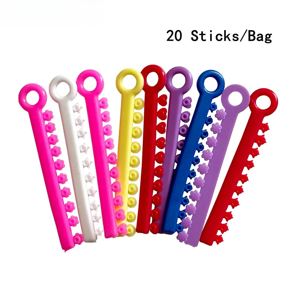 20 Sticks Dental Ligature Ties Orthodontic Elastic Bands Ring Cartoon Star Heart Flower Smiley for Dentistry Archwires Tool