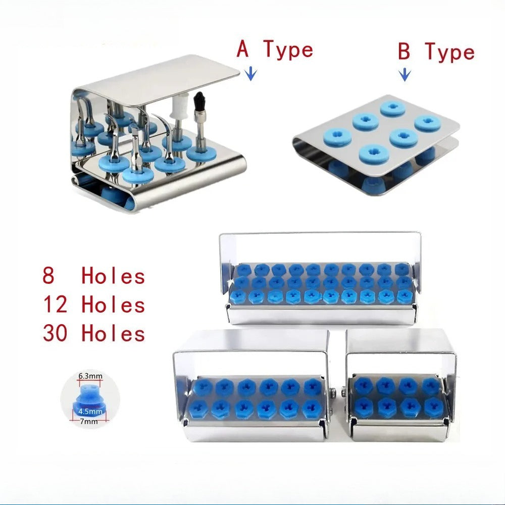 6/8/12/30 Holes Dental Scaler Tips Holder Implant Drills Organizer Bone Bur Block Box Disinfection Storage Case Stand Autoclave