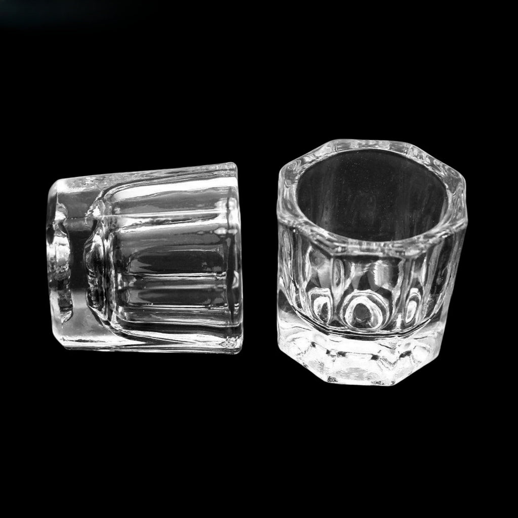 4Pcs/Pack Crystal Glass Dappen Dish Dental Mixing Bowls Liquid Nail Art Cup Octagonal Glassware Dentist Lab Tools