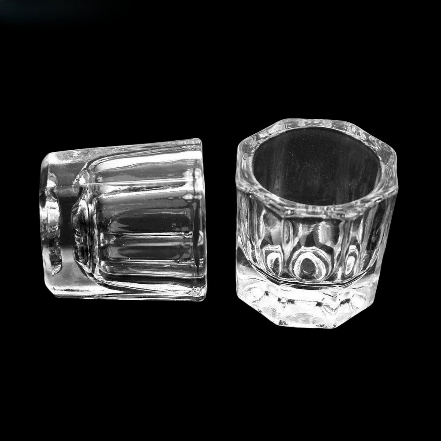 4Pcs/Pack Crystal Glass Dappen Dish Dental Mixing Bowls Liquid Nail Art Cup Octagonal Glassware Dentist Lab Tools