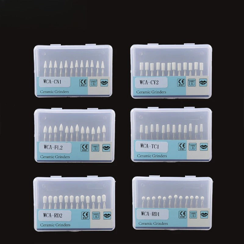 Dental Polishing White Stone Burs Cone/Flame/Round Shape Abrasion Bur Fit For High Speed Handpiece 1.6mm Dentistry Material