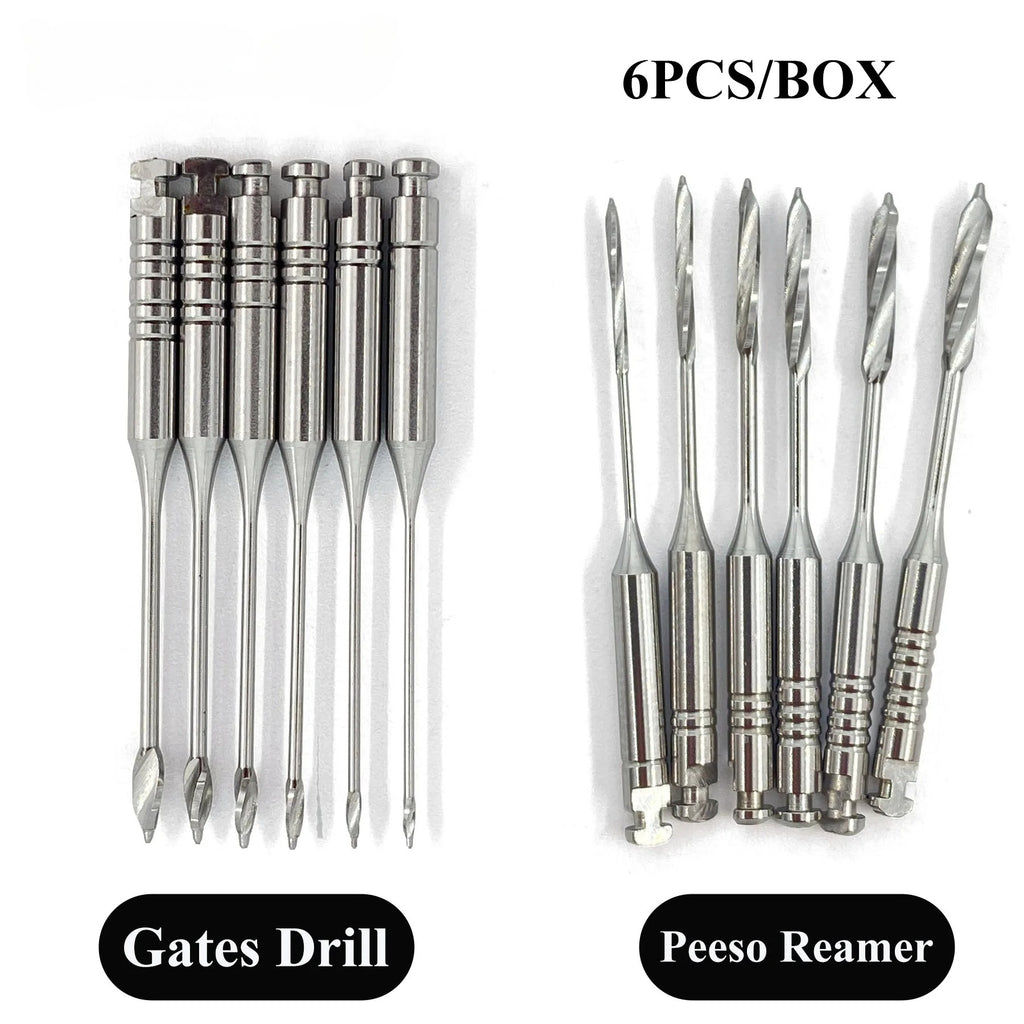 6Pcs/Pack Dental Endodontic Peeso Reamer Gates Drill Glidden Rotary 28mm 32mm Engine Use Stainless Steel Endo Files #1-6 Dentist