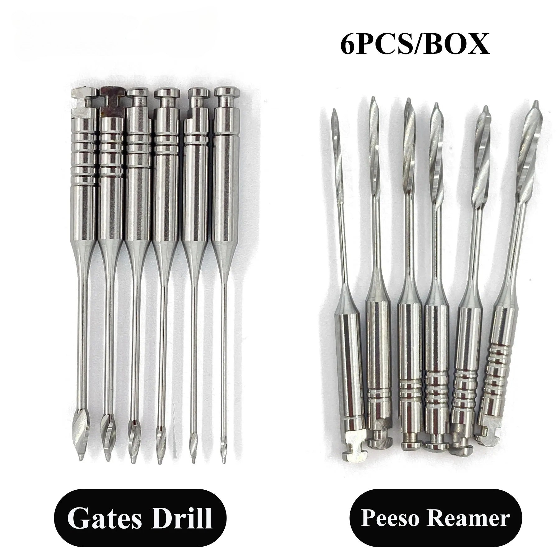 6Pcs/Pack Dental Endodontic Peeso Reamer Gates Drill Glidden Rotary 28mm 32mm Engine Use Stainless Steel Endo Files #1-6 Dentist