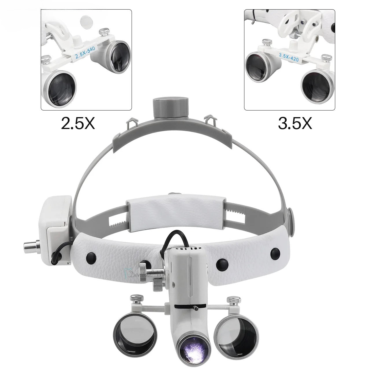 2.5X/3.5X  Dental LED Light Lamp Binocular Loupes Brightness Spot Adjustable Dental Lab 5W Headlamp For Surgical Headlight