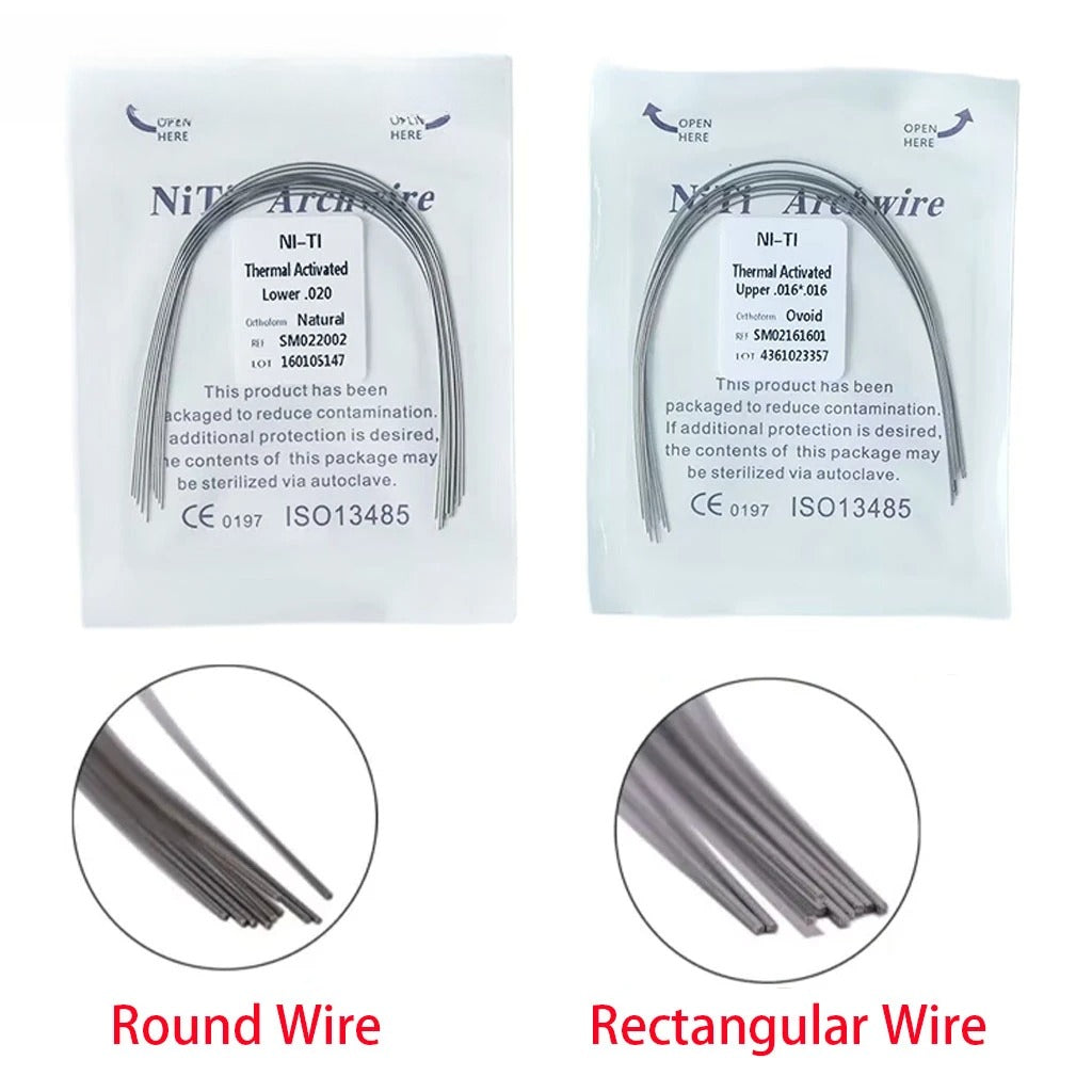 10 Pcs /1Pack Dental Orthodontic Niti Archwires Natural Form Super Elastic Round Rectangular Arch Wires for Braces Dentist Accessories