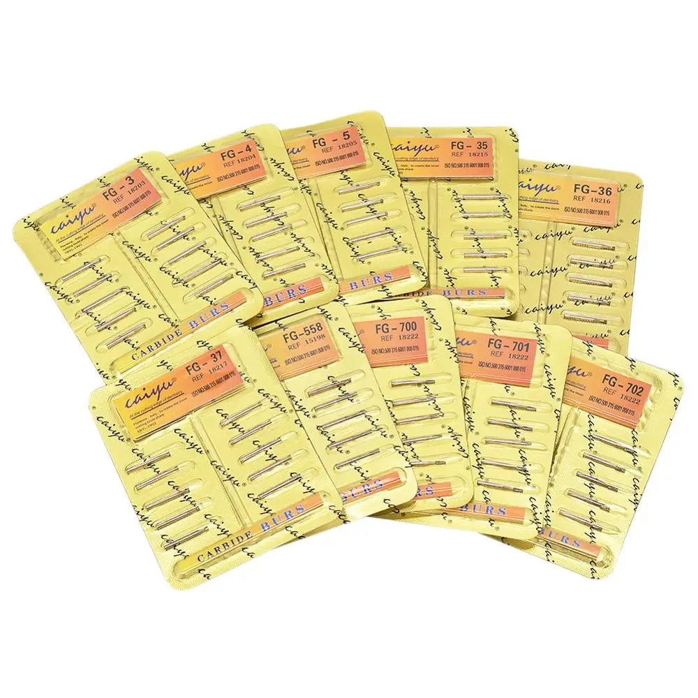 10 Pcs Dental Tungsten Steel Carbide Burs for High Speed Handpiece Bit Inverted Cone Bur/Fissure,10 Size Choosable