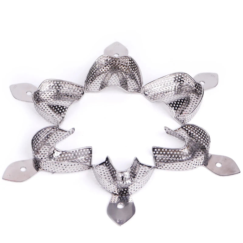 2pcs Dental Impression Trays Stainless Steel Teeth Holder Autoclavable Denture Teeth Tray Dental Lab Tools