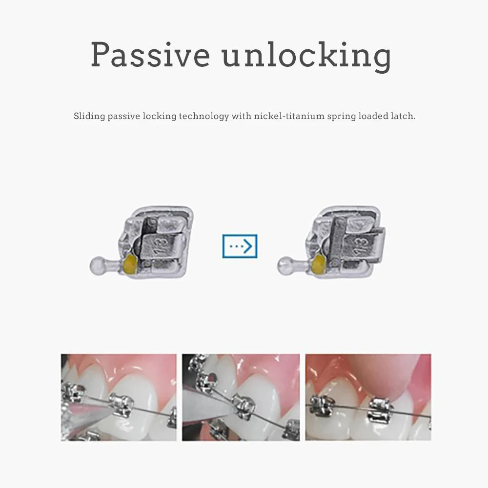 Dental Orthodontic Self-Ligating Metal Brackets - Roth/MBT 022 Slot | Ultra-Thin 1.8mm Design