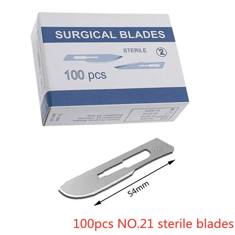 100pcs Sterile Carbon Steel Surgical Blades for DIY Cutting Phone Repair Carving Animal Grooming Maintenance Scalpel Knife