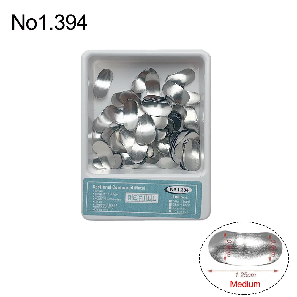 Kit Dental Saddle Contoured Metal Matrices Matrix Universal Kit with Spring Clip 1330