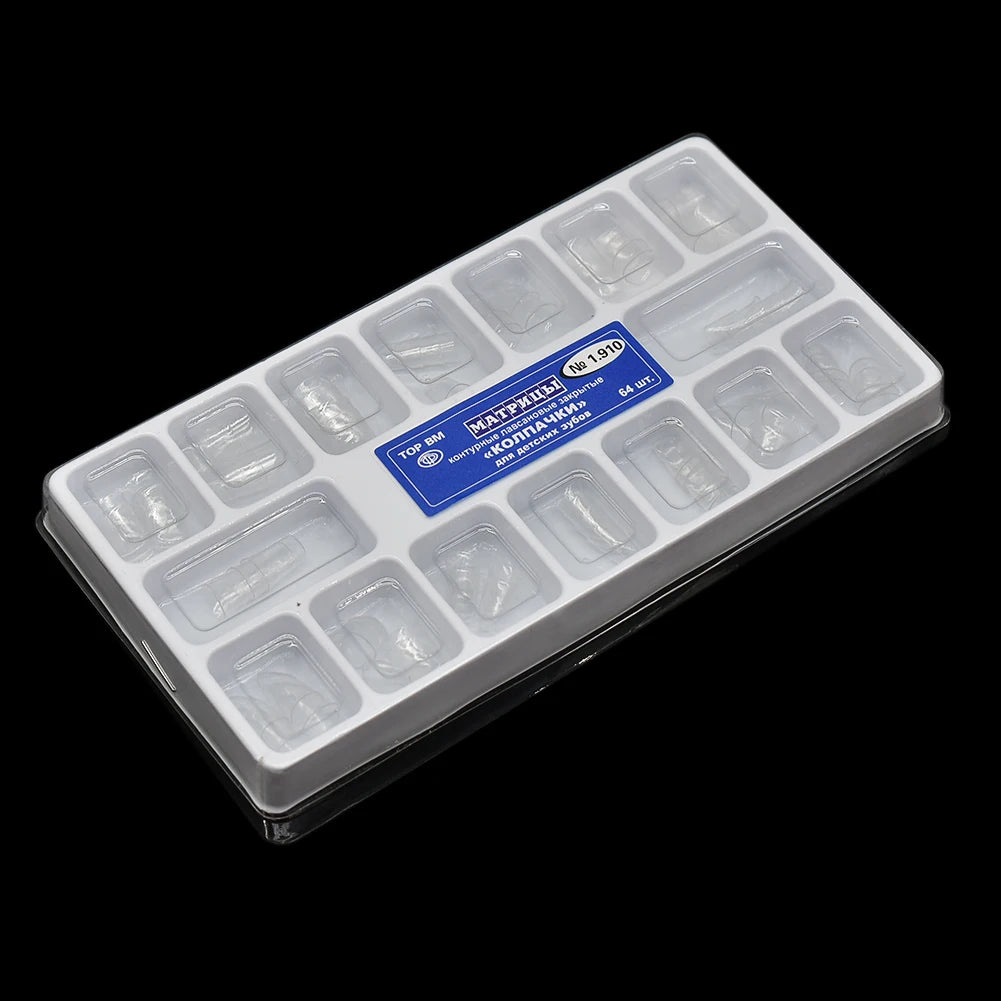 64pcs/box Dental Transparent Pre-crown Dental Crown Deciduous Teeth of Adult or Child Dentist Lab Tools 1.910 1.912 Preformed Cr