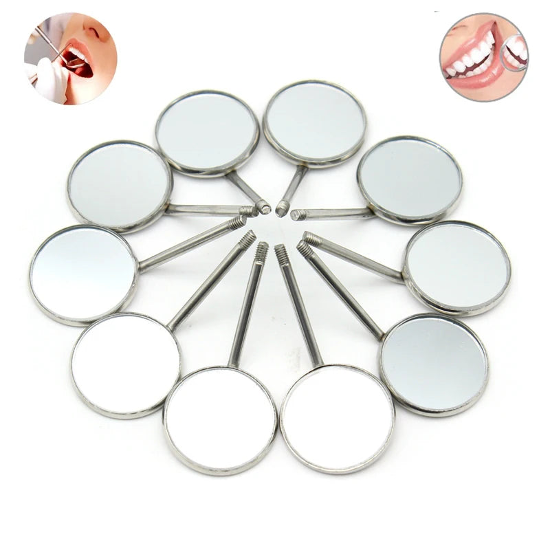 12pcs/set Dental Mouth Mirror Reflector Dentist Equipment Stainless Steel Dental Mouth Mirror Oral Care Tool Set Dental Lab