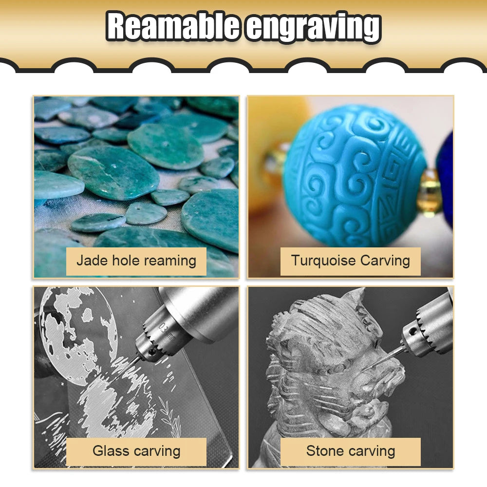 30Pcs Diamond Grinding Burr Needle Point Engraving Carving Polishing For Glass Jade Stone 2.35/3mm Drill Bit Rotary Tool Set