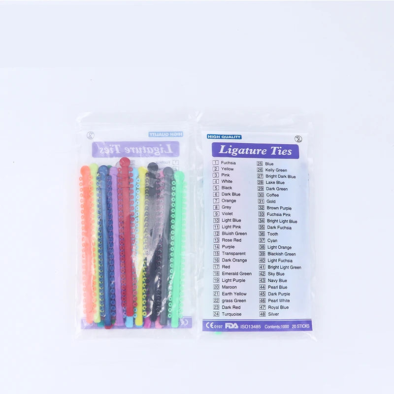 1000Ties/20 Sticks Dental Orthodontic Elastic Ligature Ties Mix Colors Bands for Brackets Braces Orthodontics Treatment