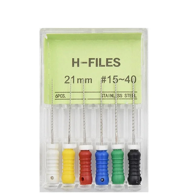 6Pcs/Box Dental Hand Use H Files Stainless Steel Endodontic Root Canal Files