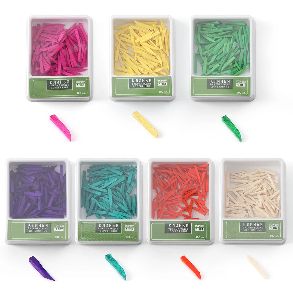 100PCS/BOX  Azdent Dental Wedges Composite  Wooden Wedges Matrix Matrices Dam Composite Tooth Seperator Tools