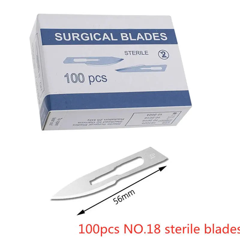 100pcs Sterile Carbon Steel Surgical Blades for DIY Cutting Phone Repair Carving Animal Grooming Maintenance Scalpel Knife
