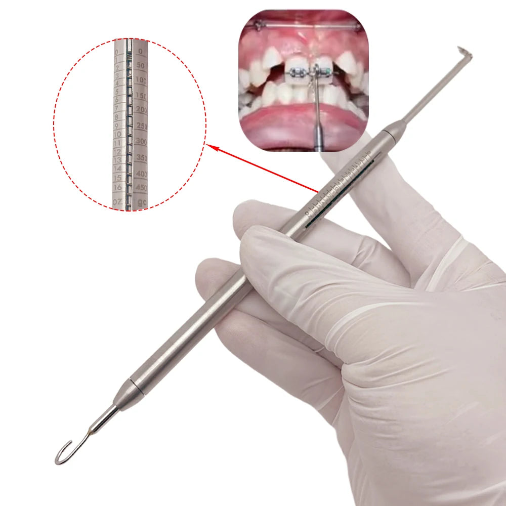 Autoclavable Dental Orthodontic Dynamometer Stress Tension Meter for Elastic Bands Braces Oral Force Gauge Measurement Tool
