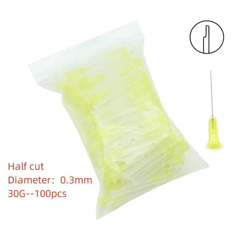 100Pcs Dental Endo Irrigation Needle Tip 25G/27G/30GA 30G Endo Syringe Root Canal Washing Needle Tip Dentistry Materials