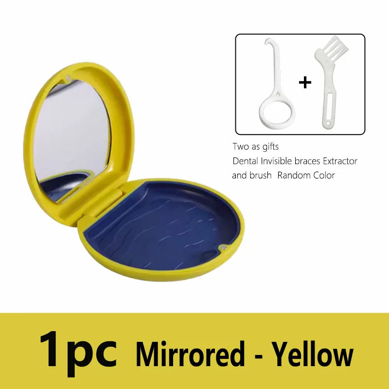 Oral Mouth Guard Aligner Braces Orthodontics Container Retainer Box Portable Travel False Denture Boxes Circular Magnetic Box