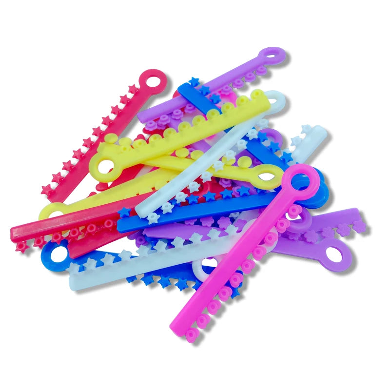 20 Sticks Dental Ligature Ties Orthodontic Elastic Bands Ring Cartoon Star Heart Flower Smiley for Dentistry Archwires Tool