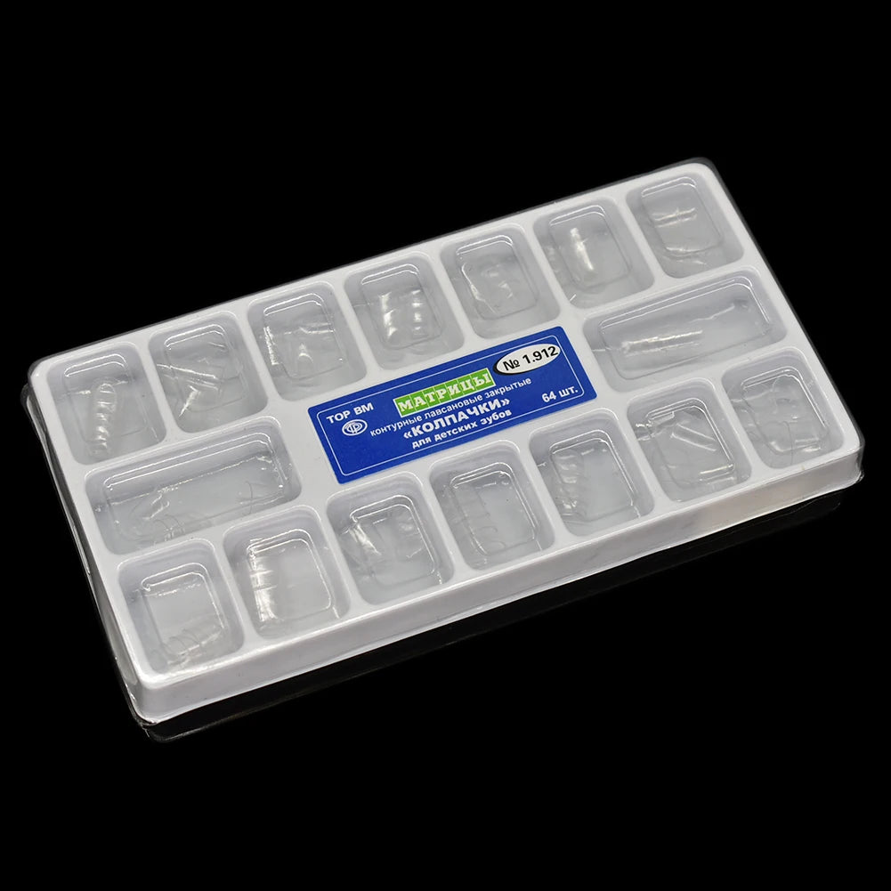 64pcs/box Dental Transparent Pre-crown Dental Crown Deciduous Teeth of Adult or Child Dentist Lab Tools 1.910 1.912 Preformed Cr