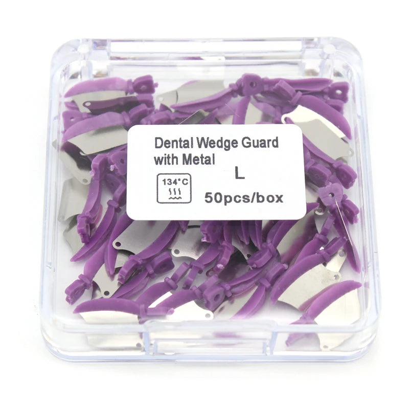 50Pcs/Box Dental Wedge Prime Teeth Interproximal Wedge Guard With Metal Plastic Wedge Knife With Dental Steel Matrix S/M/L