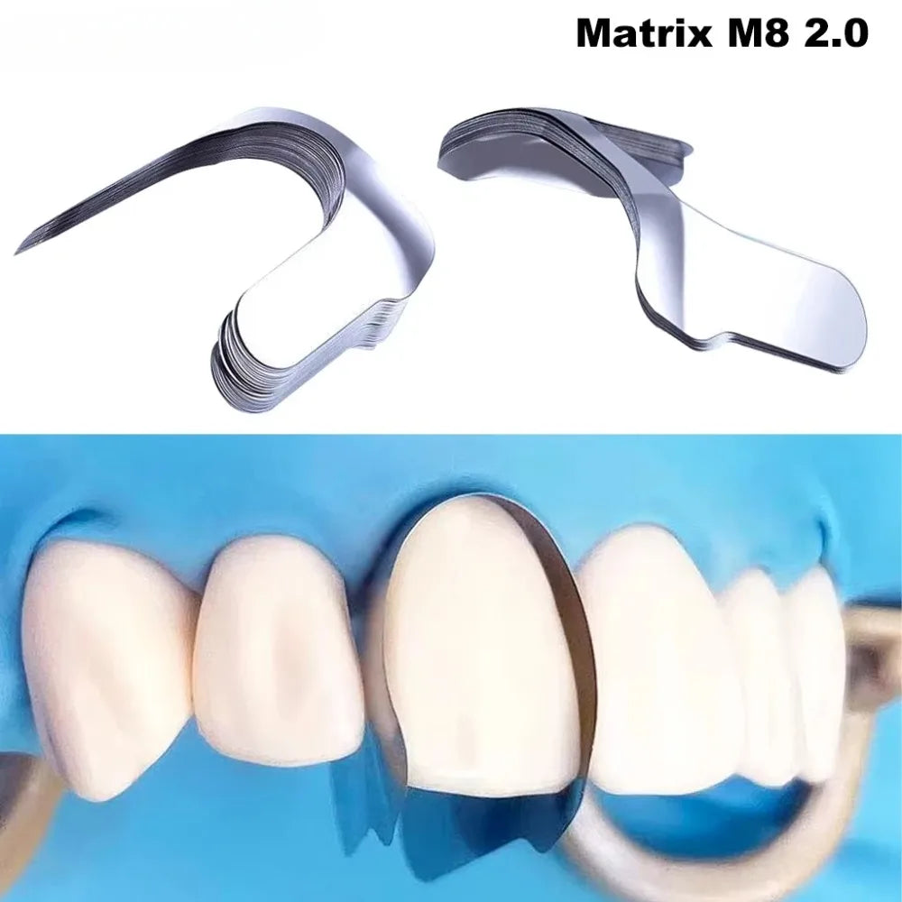 30Pcs/Box Dental Contoured Matrix Bands Kit Stainless Steel Sectional Matrices for Anterior Teeth 0.03mm Dentistry Material