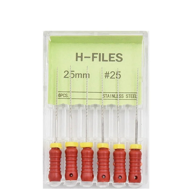 6Pcs/Box Dental Hand Use H Files Stainless Steel Endodontic Root Canal Files