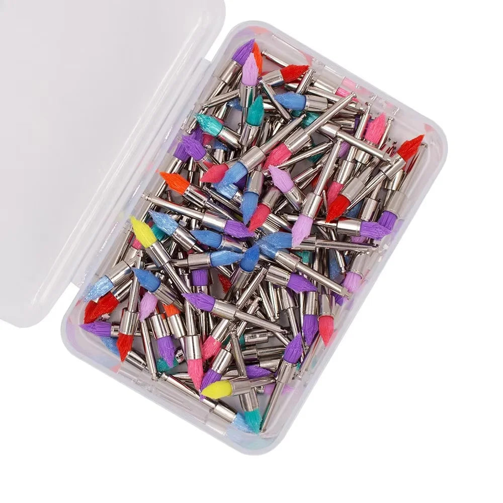 100pcs Dental Lab Nylon Latch Small Flat Polishing Polisher Prophylaxis Brushes Disposable Dental Care Brush Head