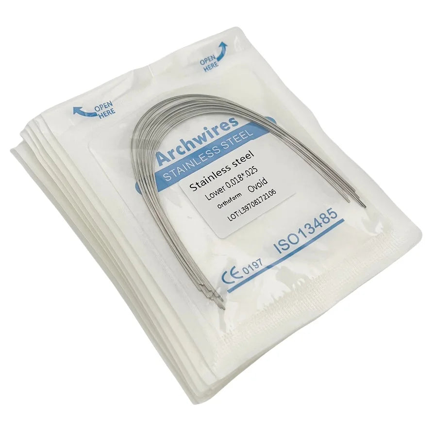 10pcs/bag Dental Orthodontic ArchWire Ti-Mo Alloy Archwire Natural Rect Upper Lower TMABeta Titanium Molybdenum Dentist Material