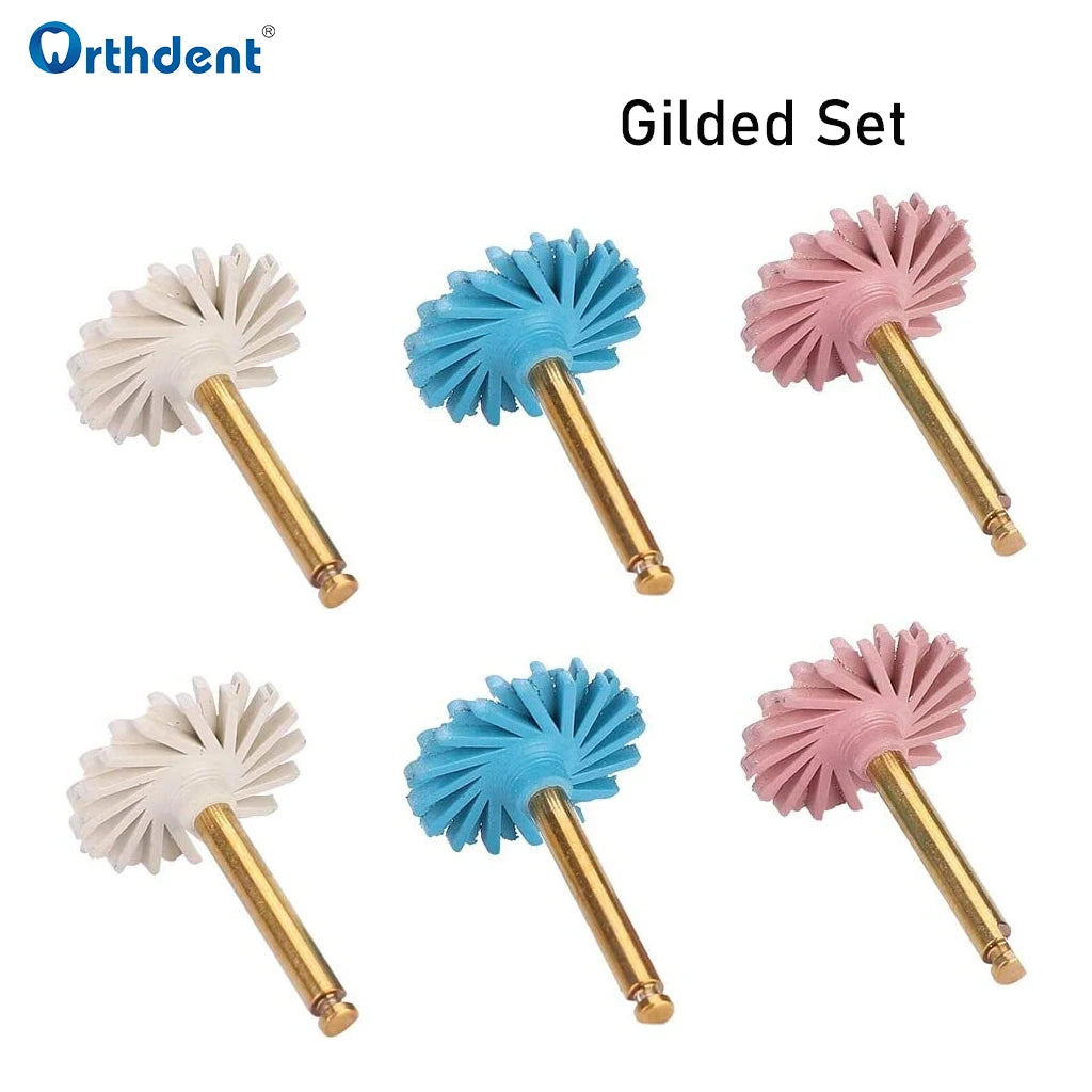 6Pcs/Set Dental Rubber Polisher Composite Resin Polishing Discs Diamond System Burs RA Dentistry Polish Wheel Spiral Flex Tools