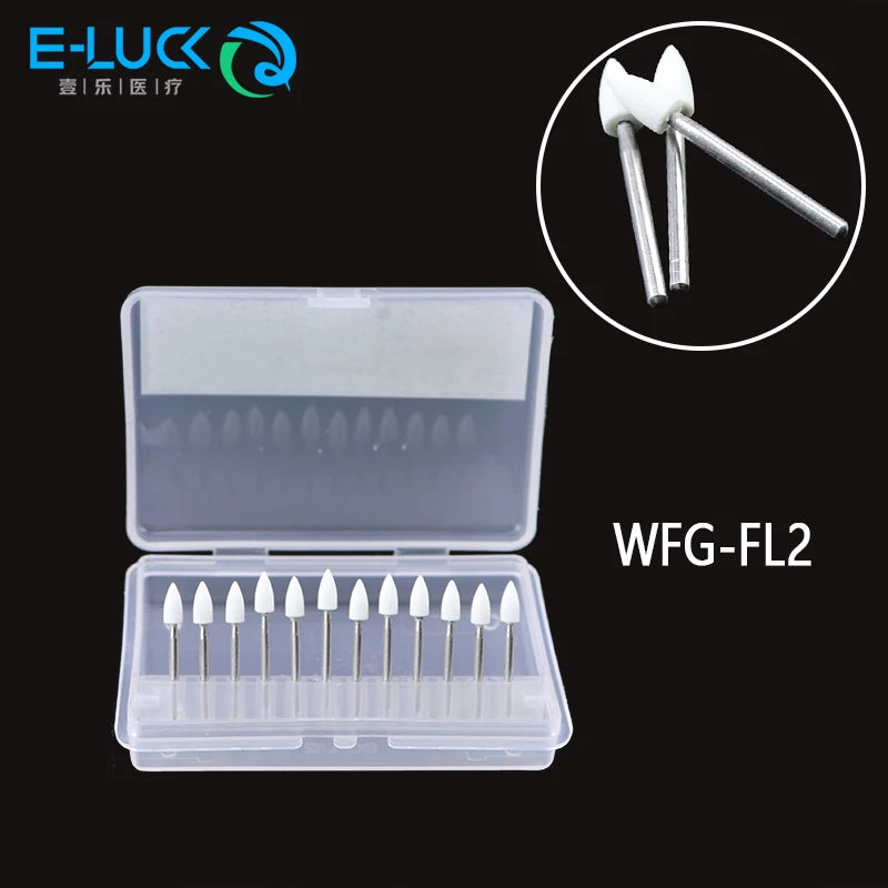 Dental Polishing White Stone Burs Cone/Flame/Round Shape Abrasion Bur Fit For High Speed Handpiece 1.6mm Dentistry Material