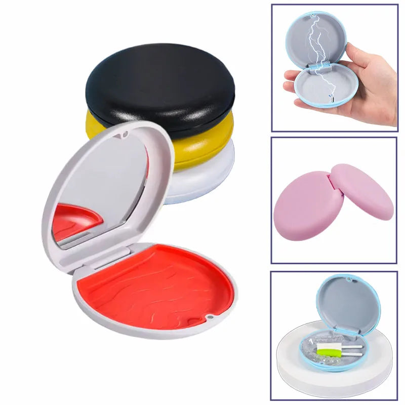 Oral Mouth Guard Aligner Braces Orthodontics Container Retainer Box Portable Travel False Denture Boxes Circular Magnetic Box