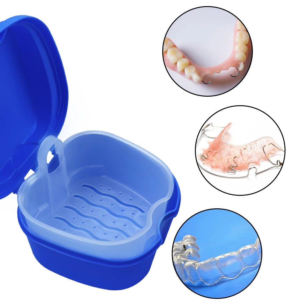 False Teeth Case Dental Retainer Denture Bath Box Mouth Guard Orthodontic Cleaning Artificial Tooth Holder Oral Hygiene Supplies