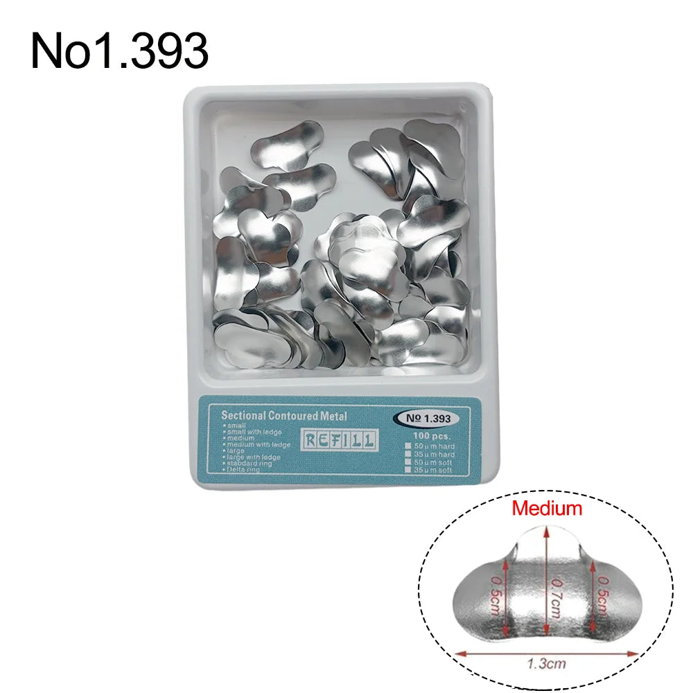 Kit Dental Saddle Contoured Metal Matrices Matrix Universal Kit with Spring Clip 1330