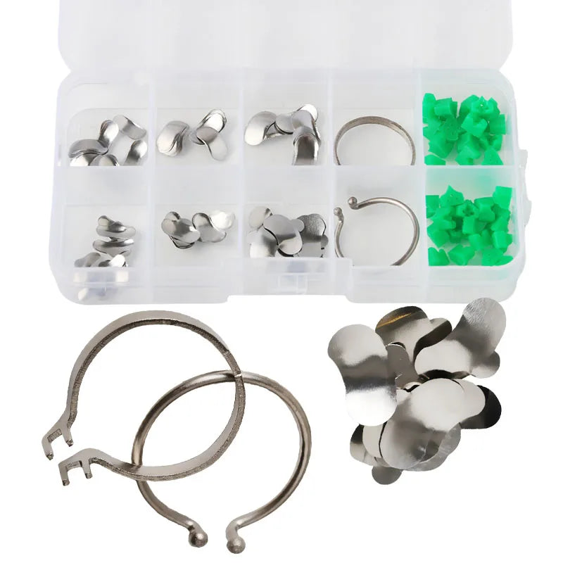 Dental Matrix Sectional Contoured Matrices Band Ring Kit Metal Clamp Clip Silicone Wedges Dentistry Matrix Materials Accessories
