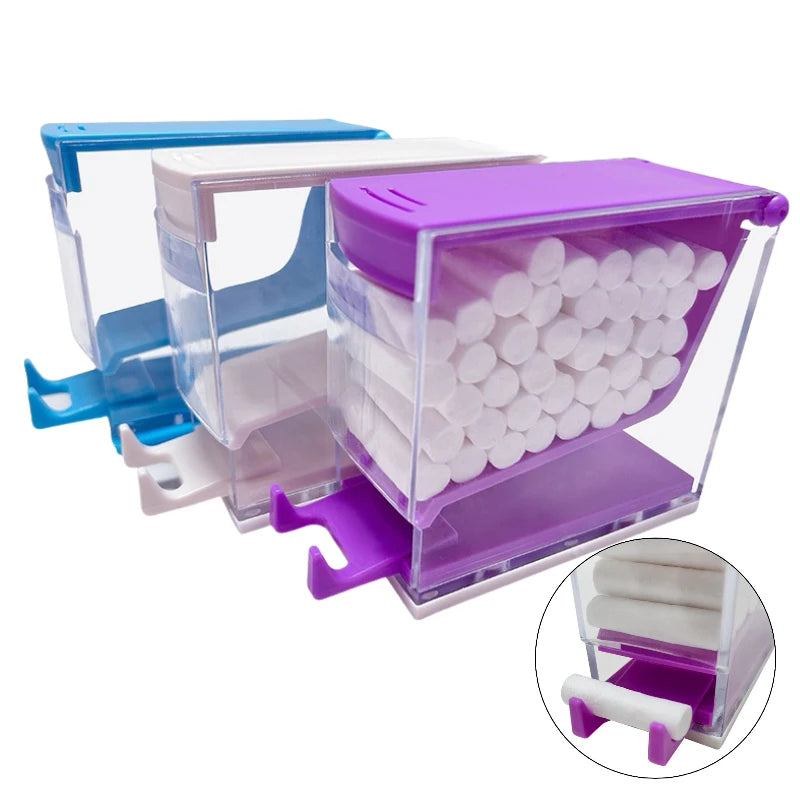 Dental Cotton Roll Dispenser Holder Press Type Box Holder Dental Swab Storage Box Dentistry Organizer Accessories Lab Supplies