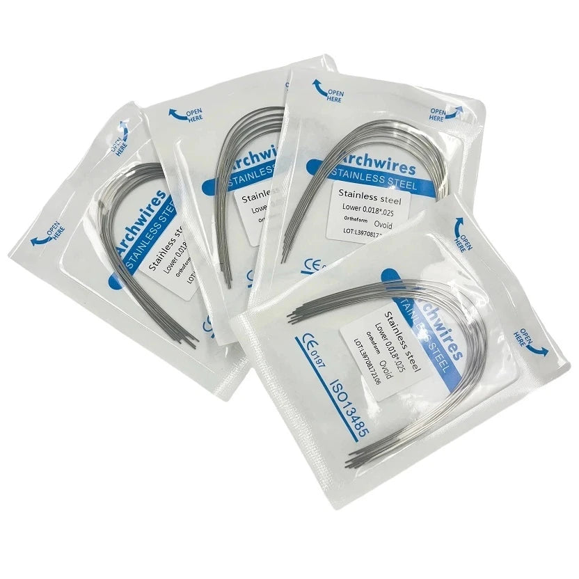 10pcs/bag Dental Orthodontic ArchWire Ti-Mo Alloy Archwire Natural Rect Upper Lower TMABeta Titanium Molybdenum Dentist Material