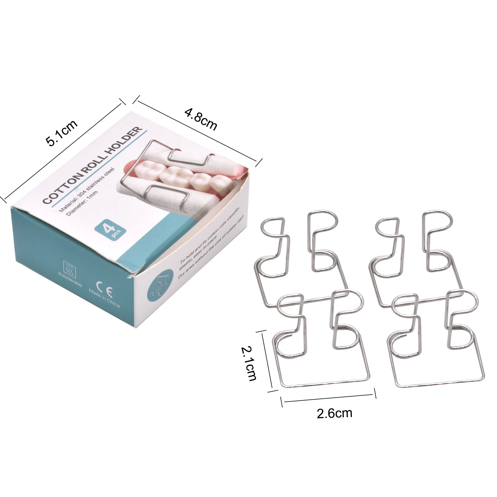 4pcs/box Dental Orthodontic Cotton Roll Clip Stainless Steel Autoclavable Cotton Roll Holder Dentistry Lab Tools